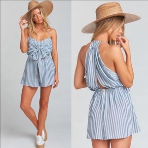 Show‎ Me Your MuMu Open Back halter Striped Romper
